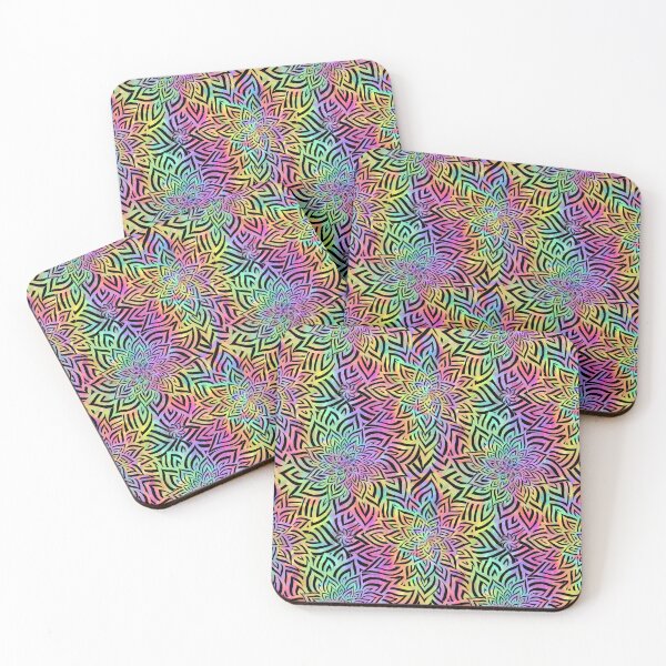 Item preview, Pastel Rainbow and Black Floral Fractals designed and sold by JamieWetzel.