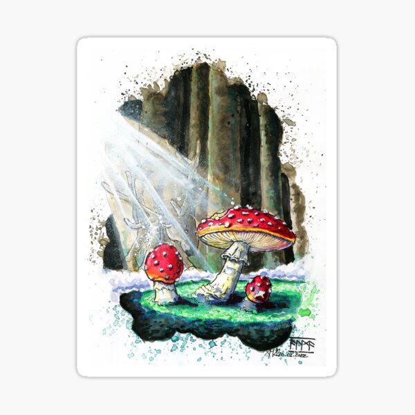 Amanita Muscipula - Fliegenpilz im Zauberwald Sticker
