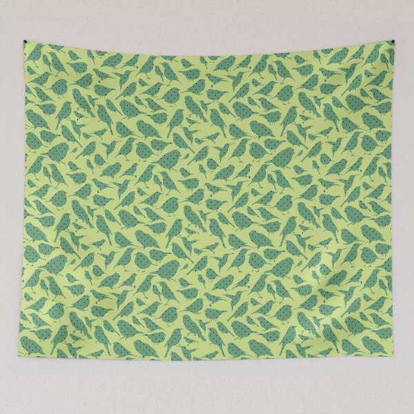 Artikelvorschau, Square Dot Filled Birds on Soft Green Repeat 5748 entworfen und verkauft von Art in My Loft.