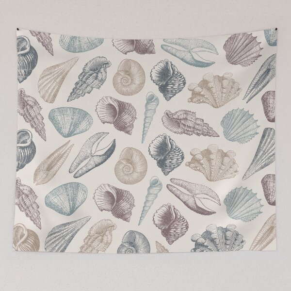 Item preview, Vintage Nautical Seashells Summer Pattern in Neutral Colors designed and sold by CynthiaGraphics.
