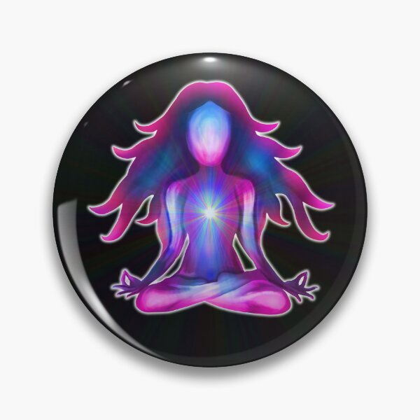 Item preview, Psychedelic Glowing Pink Blue Yoga Silhouette designed and sold by Deborah Camp.