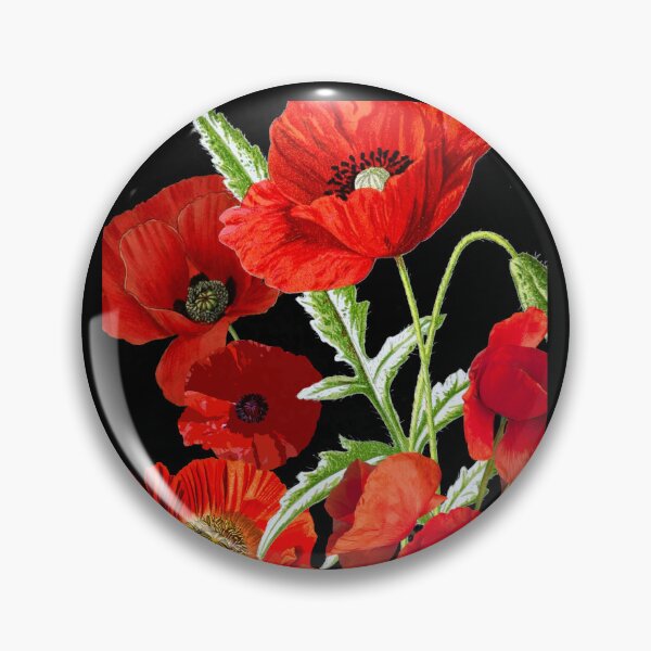 Item preview, Bright Red Poppy Flower Blossoms Digital Collage Design designed and sold by EarthArtDesigns.