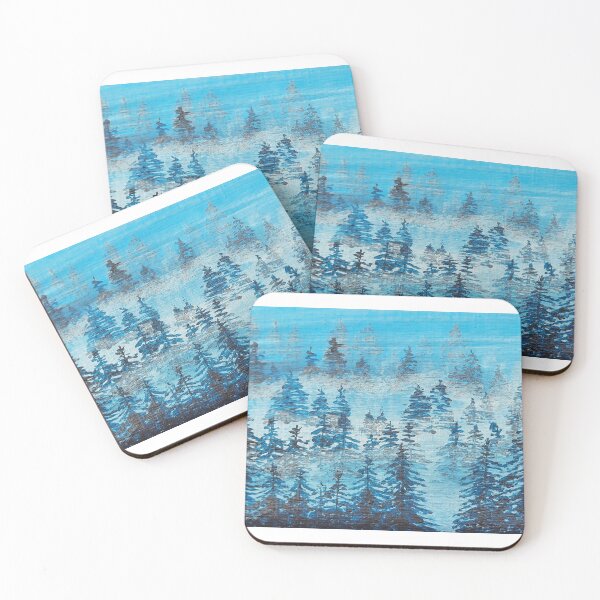 Item preview, Save the Planet Keep it Green Painting, Forest with Blue Pine Trees in it designed and sold by DiensDesign.