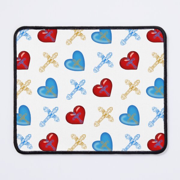 Item preview, BLUE RED CROSSES HEARTS designed and sold by Outside4Walls.