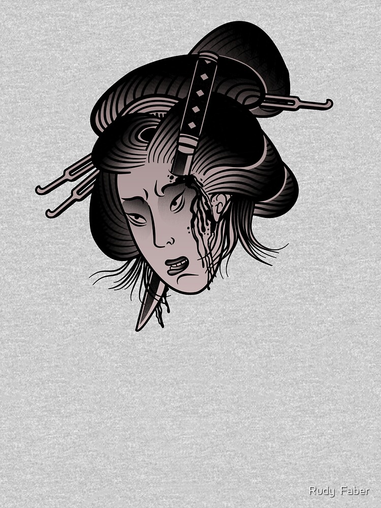 Thumbnail 7 of 7, Essential T-Shirt, Namakubi - Sepia - Japanese tattoo style designed and sold by Rudy Faber.