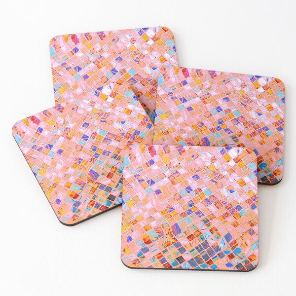 Item preview, Colorful dusty pink, yellow, turquoise, teal, dusty navy blue, red marble mosaic texture designed and sold by fowons.