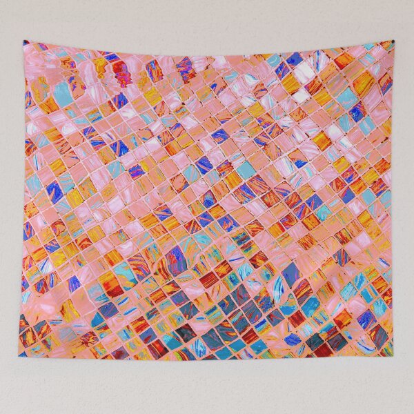 Item preview, Colorful dusty pink, yellow, turquoise, teal, dusty navy blue, red marble mosaic texture designed and sold by fowons.