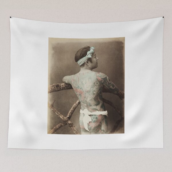 Item preview, Vintage Nude Photography of Tattooed Japanese Man with Tattoo designed and sold by FrostMintStudio.