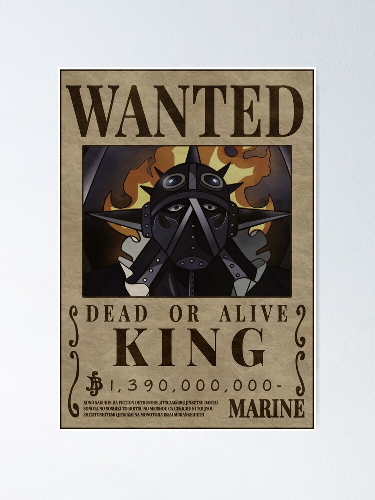 King The Conflagration Wanted Poster One Piece Bounty Poster