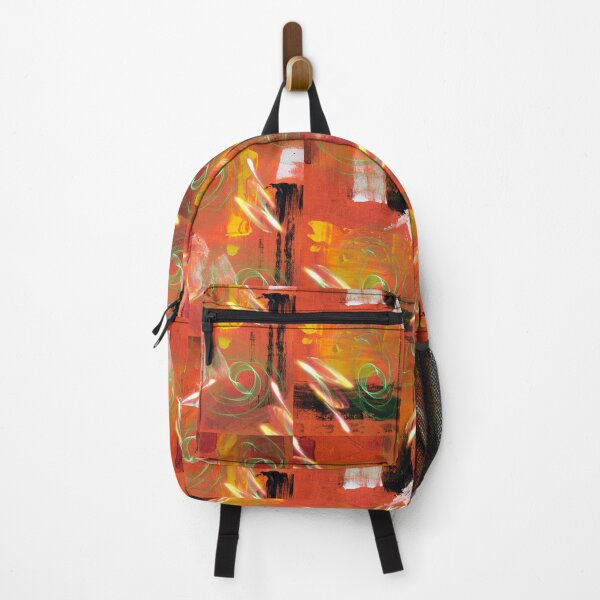Item preview, Abstract Gold Lightening with Spirals of Green on background of Orange designed and sold by TracyDDigitals.