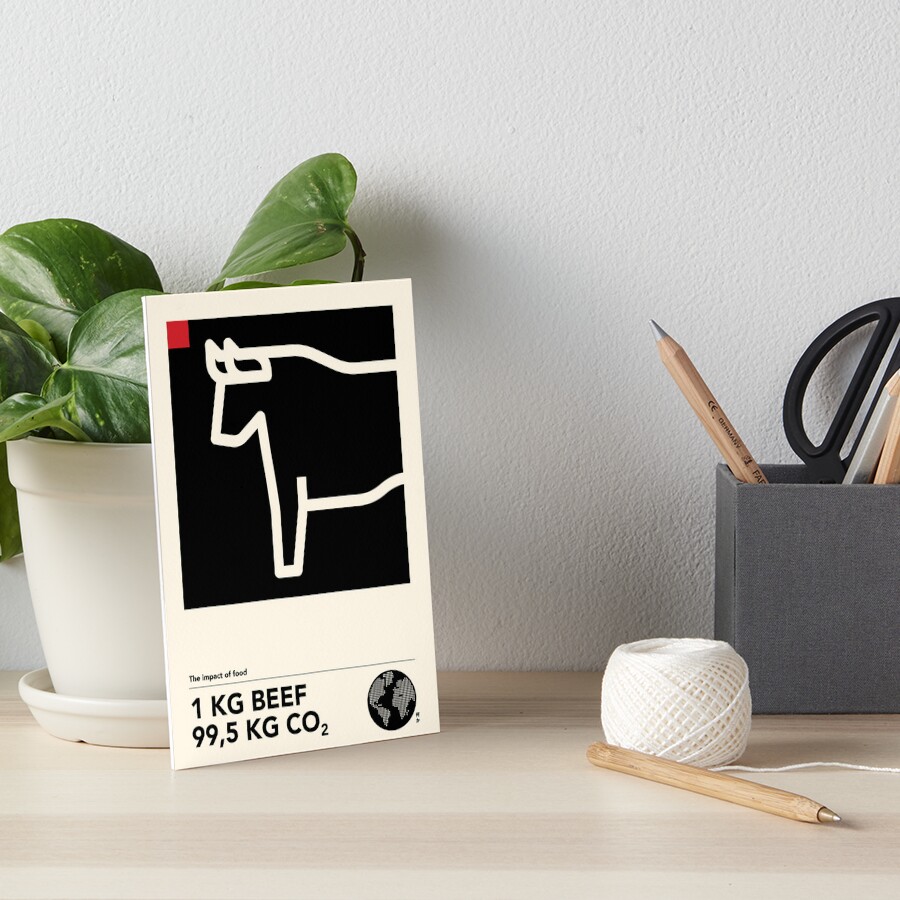 "How much CO2 does one kilo of food cost_beef" Art Board Print by