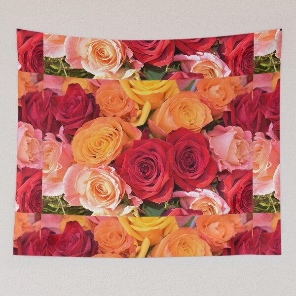Item preview, Colorful Red & Orange Roses Blooming designed and sold by newburyboutique.