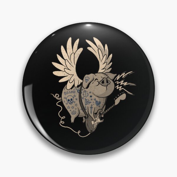 Item preview, Pigs Rock! - Flying pig playing guitar - retro style designed and sold by Rudy  Faber.
