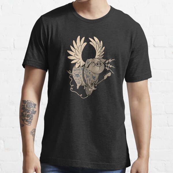 Pigs Rock! - Flying pig playing guitar - retro style Essential T-Shirt