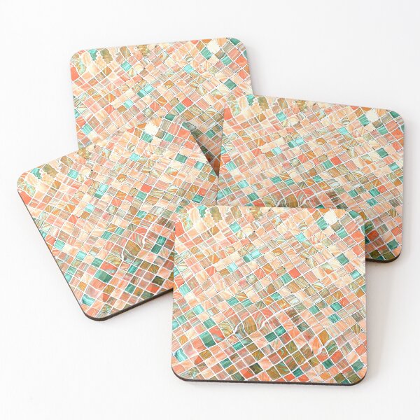 Item preview, Mediteranean teracota, orange, teal colorful marble mosaic texture designed and sold by fowons.