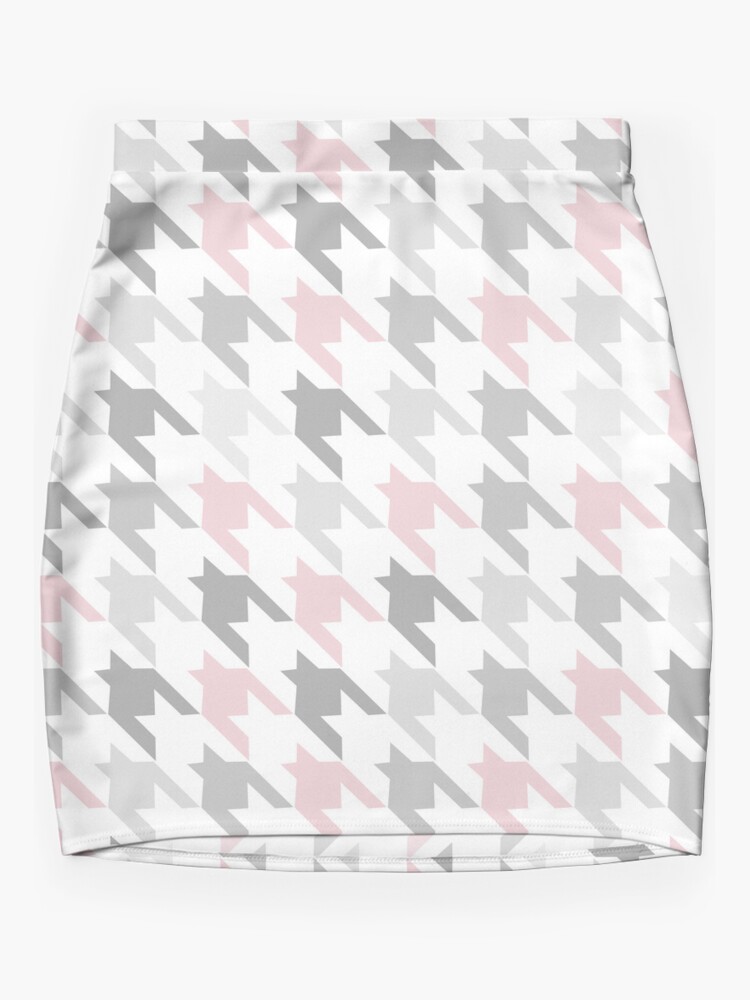 Discover Elegant Pink & Gray Houndstooth Mini Skirt