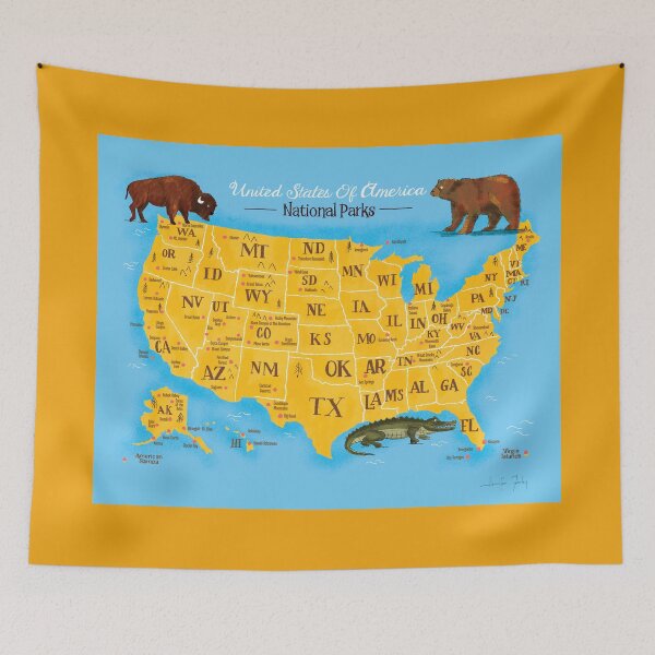 Item preview, Map Of USA National Parks designed and sold by Jennifer Farley Illustration.