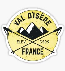 Val d'Isere France Skiing SAVOIE TARENTAISE VALLEY Ski Snowboard Mountain Silhouette Skis 3 Sticker