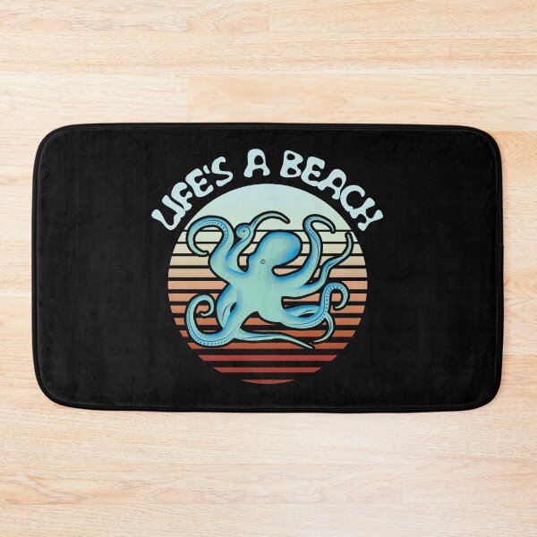Item preview, Life's a Beach - Blue Retro Vector Art Octopus designed and sold by TMBTM.