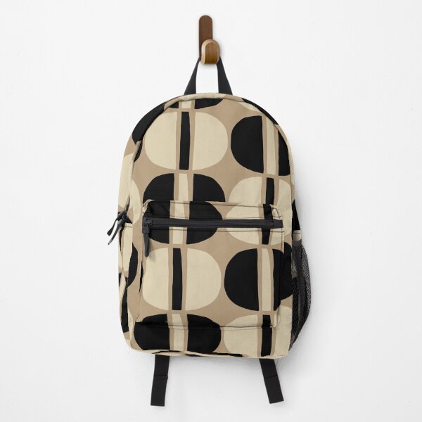 Item preview, Modernist Geometric Pattern 462 Black Beige and Linen White designed and sold by tonymagnerart.