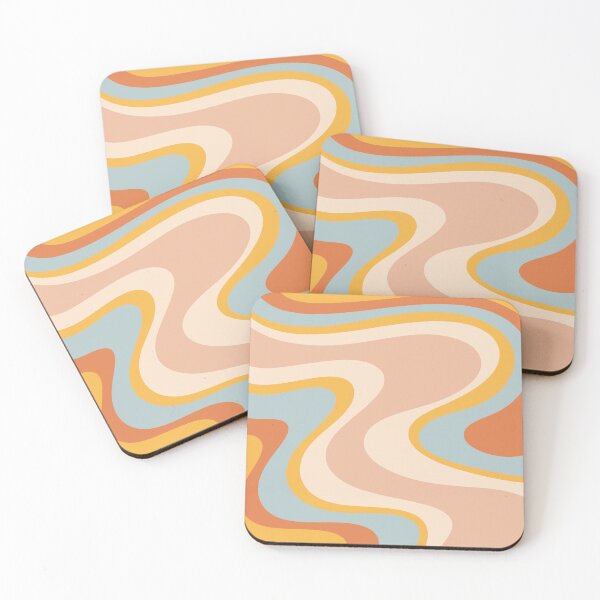 Item preview, Retro Dream Abstract Swirl Pattern Pastel Apricot Buff Ice Blue Mustard designed and sold by kierkegaard.