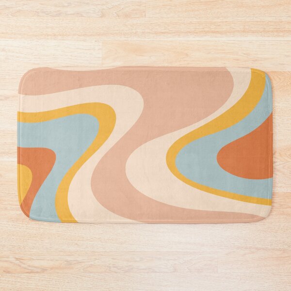 Item preview, Retro Dream Abstract Swirl Pattern Pastel Apricot Buff Ice Blue Mustard designed and sold by kierkegaard.