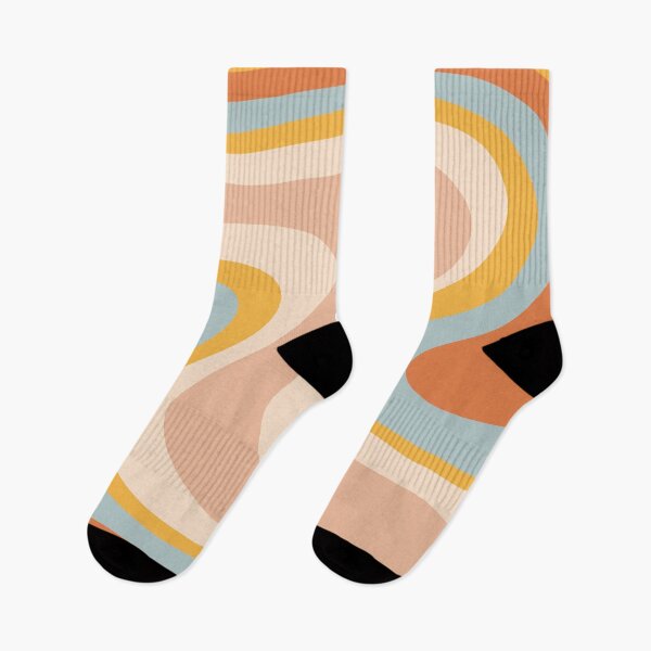 Item preview, Retro Dream Abstract Swirl Pattern Pastel Apricot Buff Ice Blue Mustard designed and sold by kierkegaard.