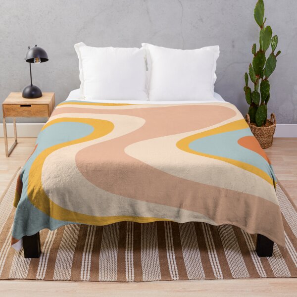 Item preview, Retro Dream Abstract Swirl Pattern Pastel Apricot Buff Ice Blue Mustard designed and sold by kierkegaard.