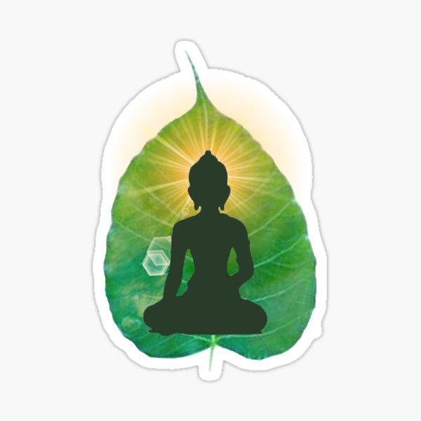 Buddha on a bodhi leaf Sticker