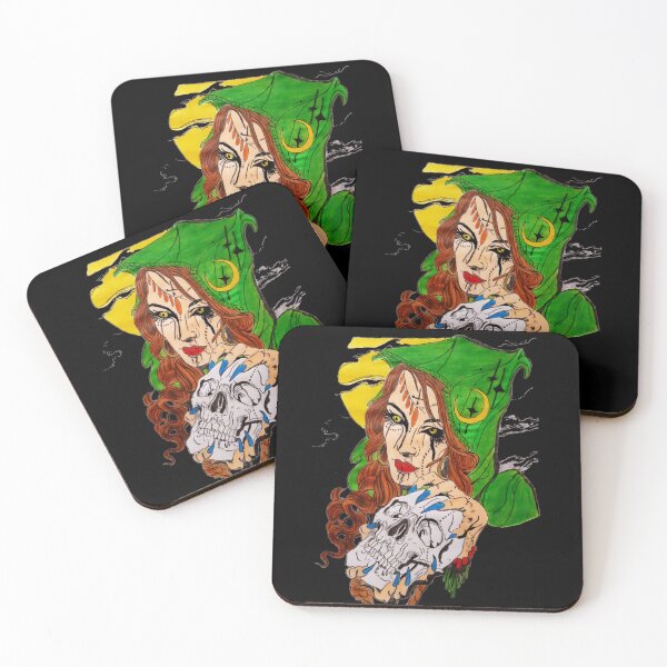Item preview, Witch and skull designed and sold by Grimspencilart.