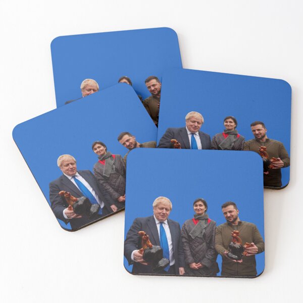 Item preview, Zelensky and Boris Johnson with Ceramic Chickens designed and sold by GrellenDraws.