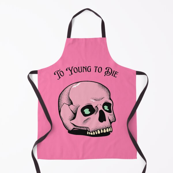 Item preview, To young to die pink illustrated gothic skull designed and sold by VisionArtist Ca.