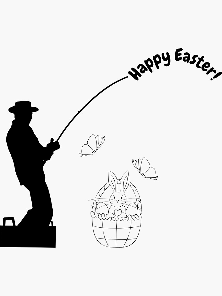 Happy Easter Fishing Egg Hunting - Easter Sunday Fun Fishing on Easter |  Sticker