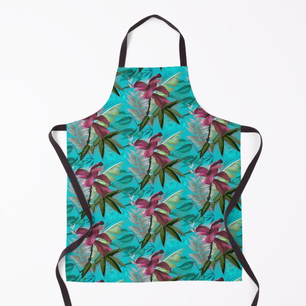 Item preview, tropical heaven trendy exotic floral pattern, leaves and flowers tropical pattern, botanical illustration, turquoise floral illustration designed and sold by ZeinabTaha.