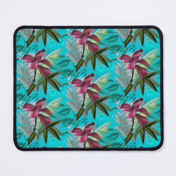 Item preview, tropical heaven trendy exotic floral pattern, leaves and flowers tropical pattern, botanical illustration, turquoise floral illustration designed and sold by ZeinabTaha.