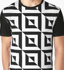 Black / Jet Black Geometric Square Pattern Graphic T-Shirt