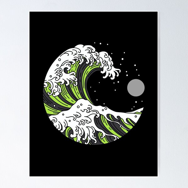 Item preview, Circular Japanese Wave with Night Sky. Agender Pride designed and sold by Subtle Pride Shop.