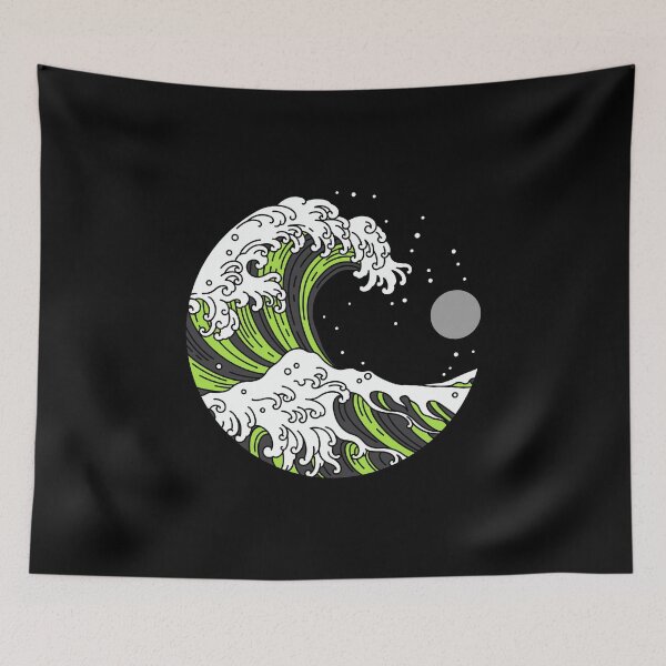 Item preview, Circular Japanese Wave with Night Sky. Agender Pride designed and sold by Subtle Pride Shop.