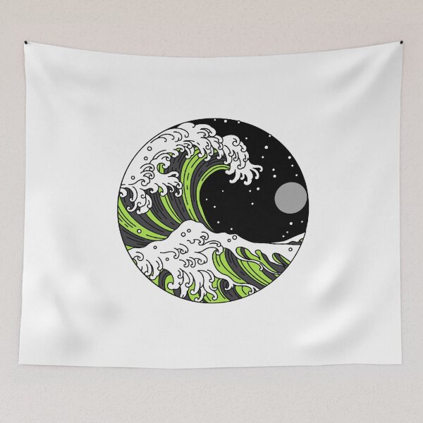 Item preview, Circular Japanese Wave with Night Sky. Agender Pride designed and sold by Subtle Pride Shop.