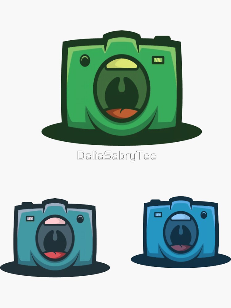 "Colorful cartoon of cameras." Sticker for Sale by DaliaSabryTee