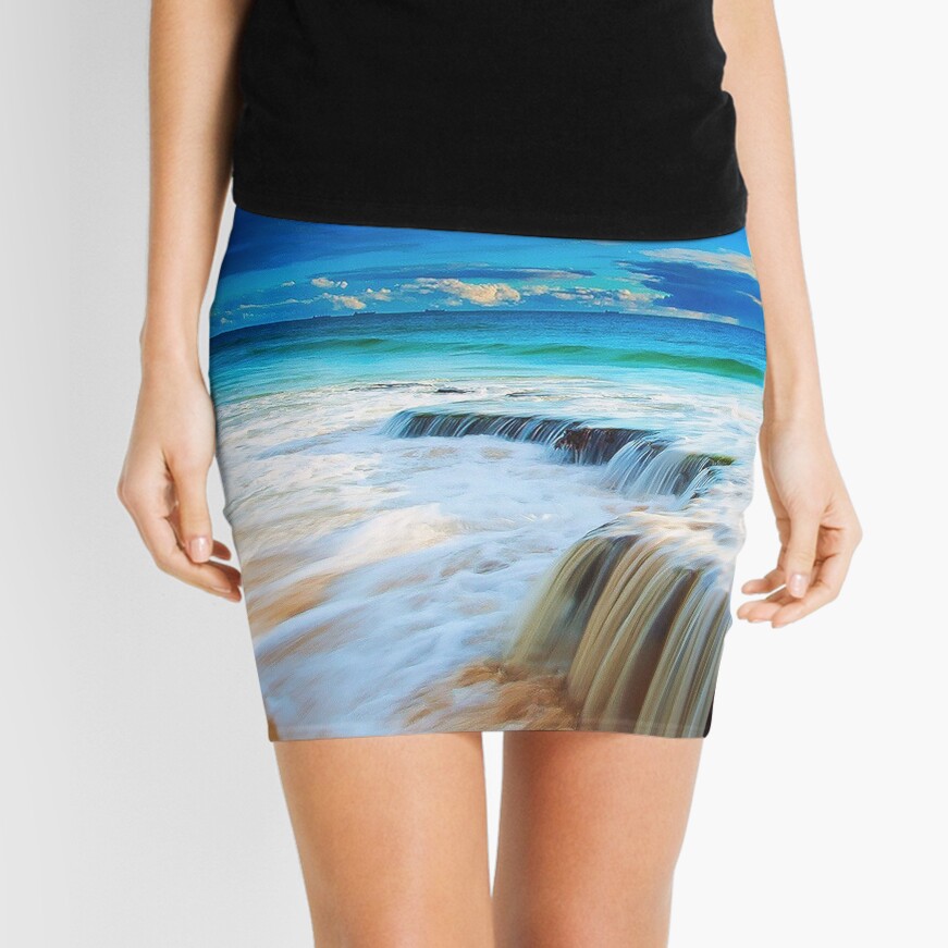 waterfall cliff of ocean water | Mini Skirt