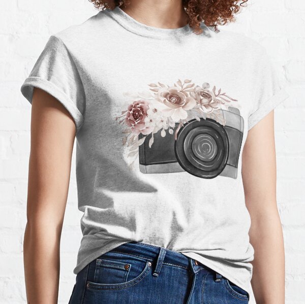 Camera Sepia Roses Classic T-Shirt