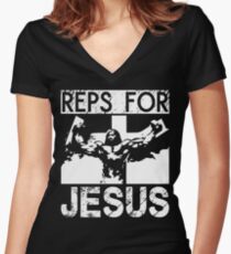 Reps For Jesus Women's Fitted V-Neck T-Shirt