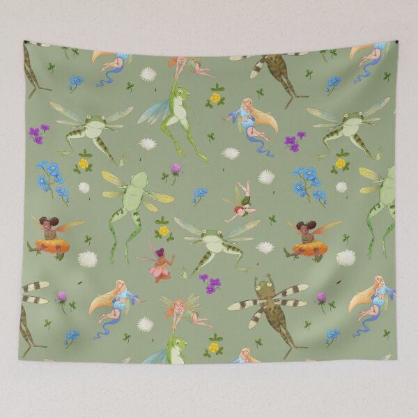Item preview, Faeries and flying frogs | sage green designed and sold by Maysoulrose.
