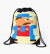 Retro Video Game Character in Pixels Drawstring Bag