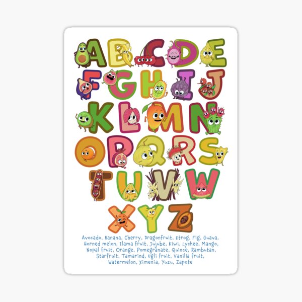 ABC Alphabet Sticker, Letter Sticker, 'Fruity Parade