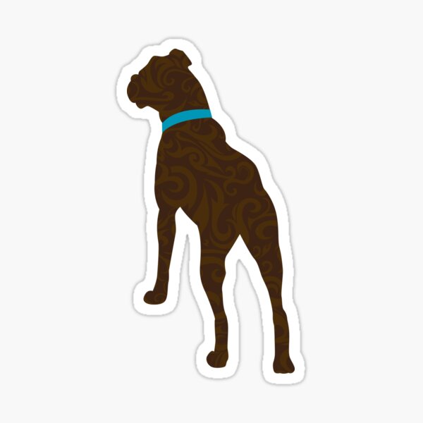 Item preview, Brown Boxer Dog Silhouette Illustration in Blue Collar designed and sold by PetsIllustrated.
