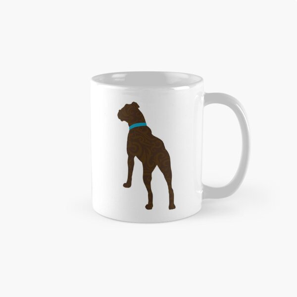Item preview, Brown Boxer Dog Silhouette Illustration in Blue Collar designed and sold by PetsIllustrated.