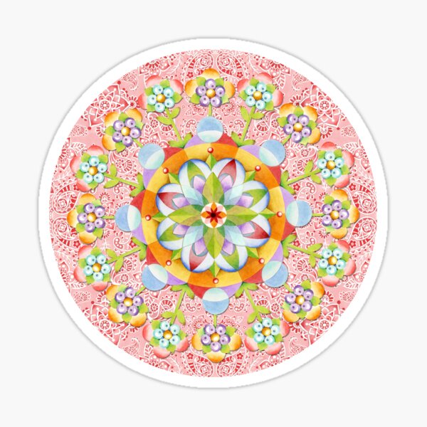 Pink Paisley Flower Mandala Sticker