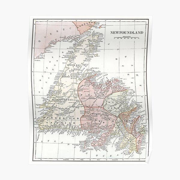 Vintage Map of Newfoundland Poster